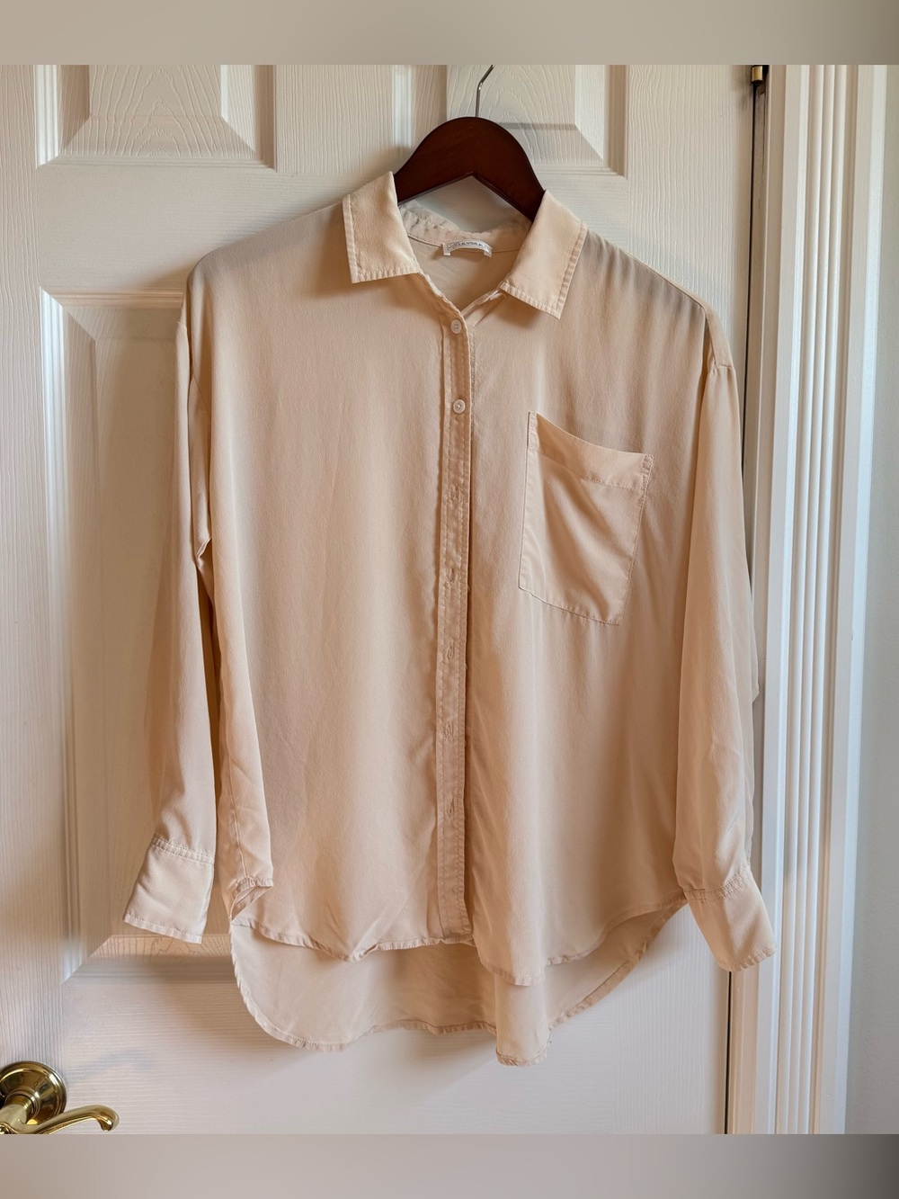 LILYSILK 100% Mulberry Silk Oversized Drop Shoulder Blouse Shirt Cream
